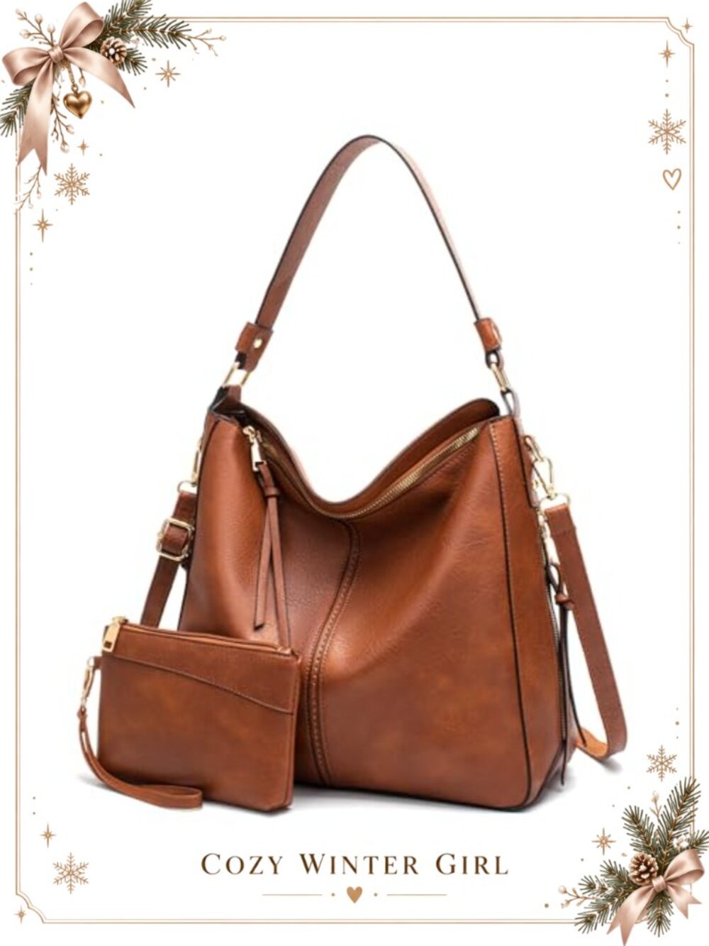 Large Hobo Tote Bag Set Soft Leather Crossbody Shoulder Handbag Purse